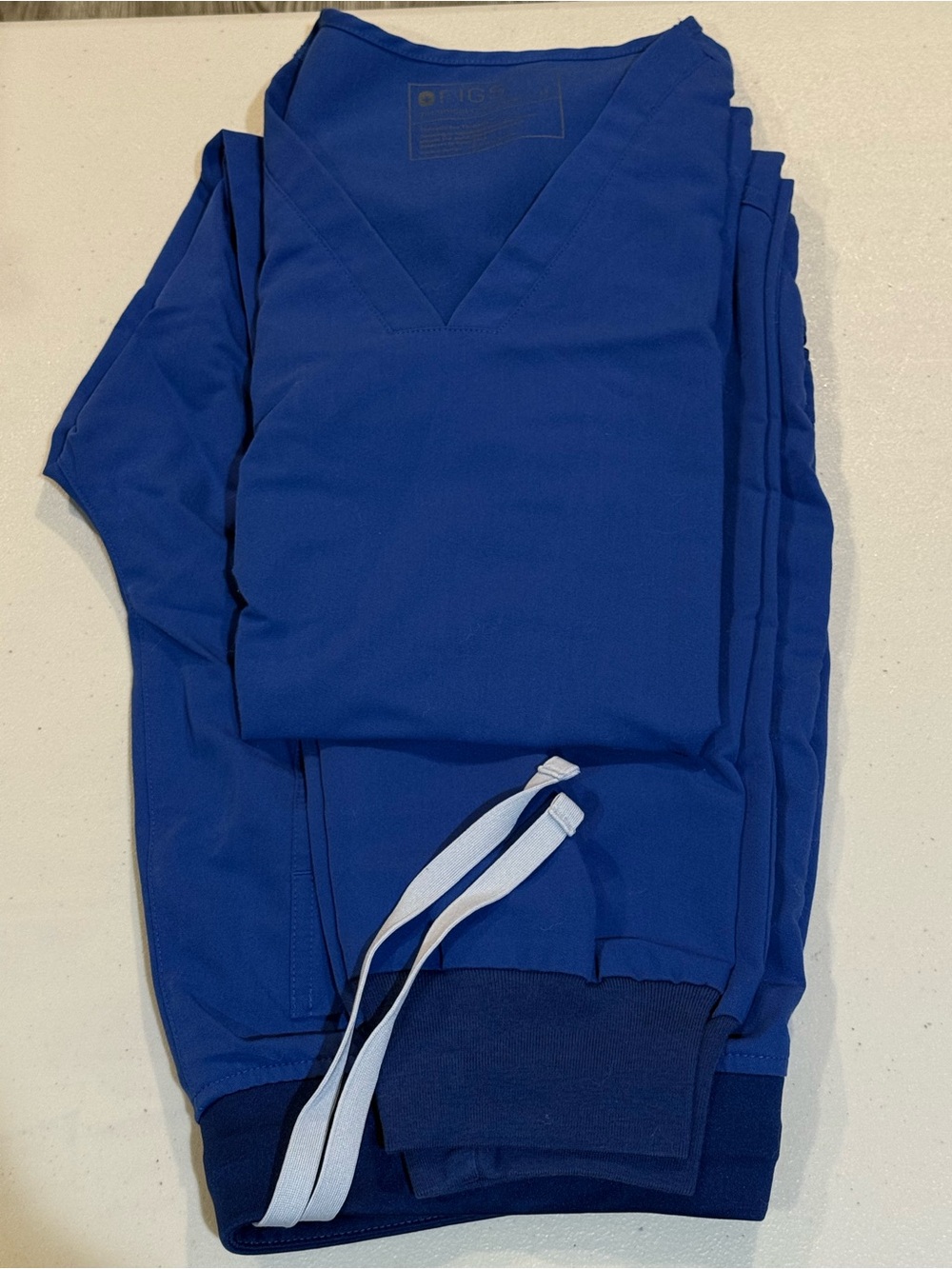 Figs Denim Blue Medium Petite Zamora with Medium Casma Top